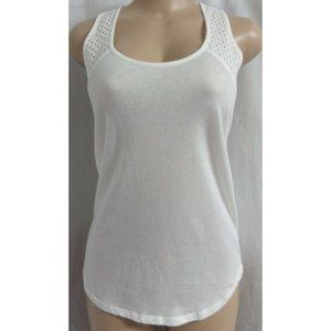 "J CREW" OFF WHITE EYELET YOKE SLEEVELESS BOHO CASUAL TOP TANK SIZE: L  NWT